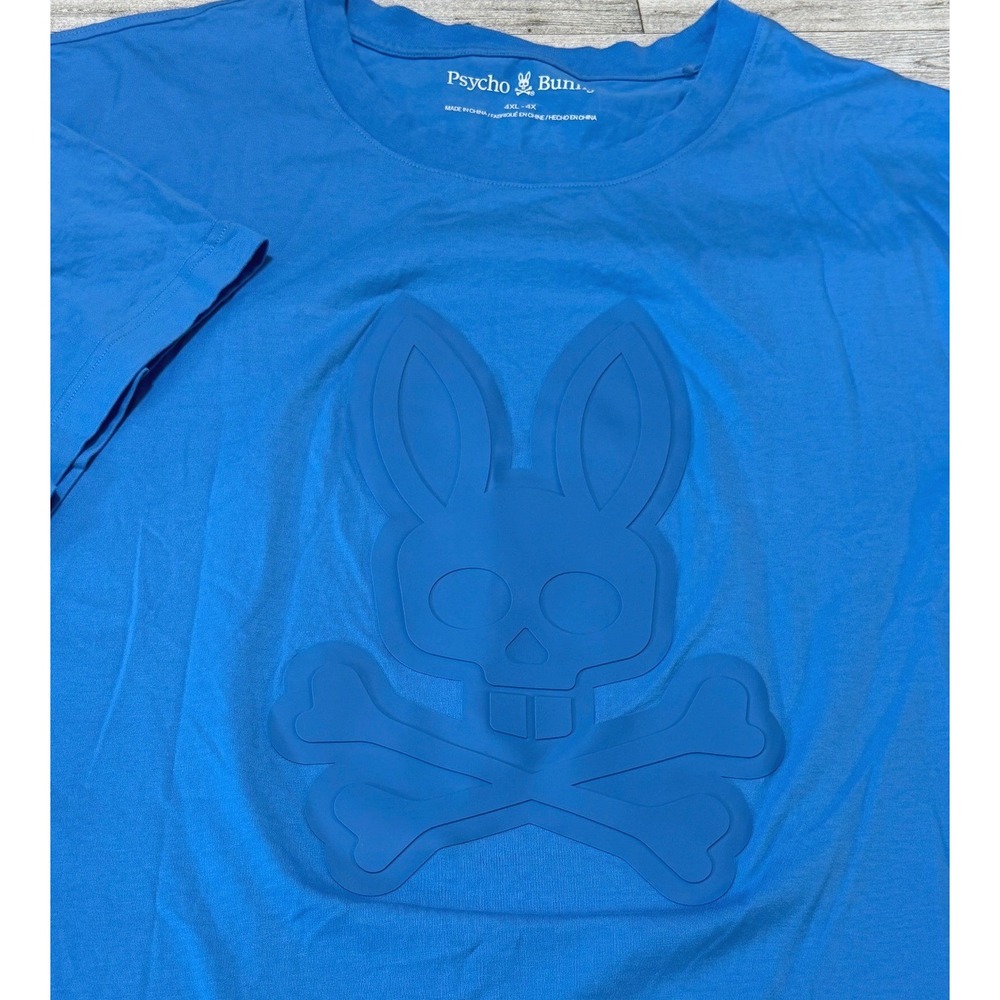 Psycho Bunny Mens Damon 4XL Blue Embossed Graphic Logo Cotton ShortSleeve TShirt